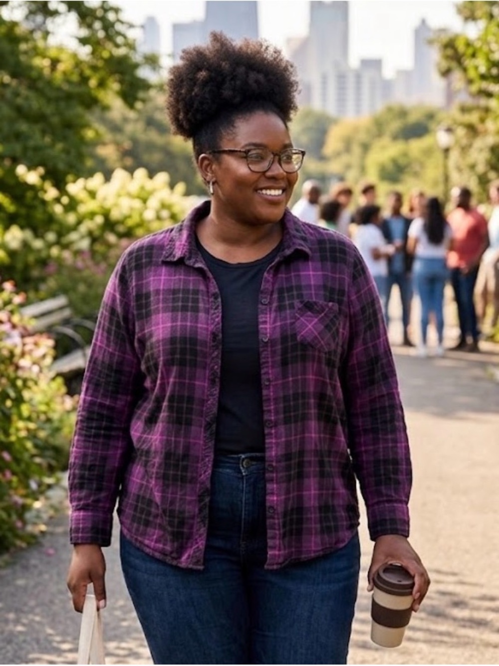 Terra & Sky Purple Plaid Button-Front shirt